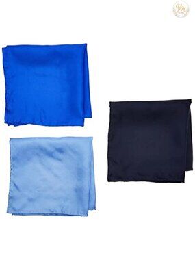 100% Silk Hand Rolled 17"x17" Pocket Square Three Piece Set